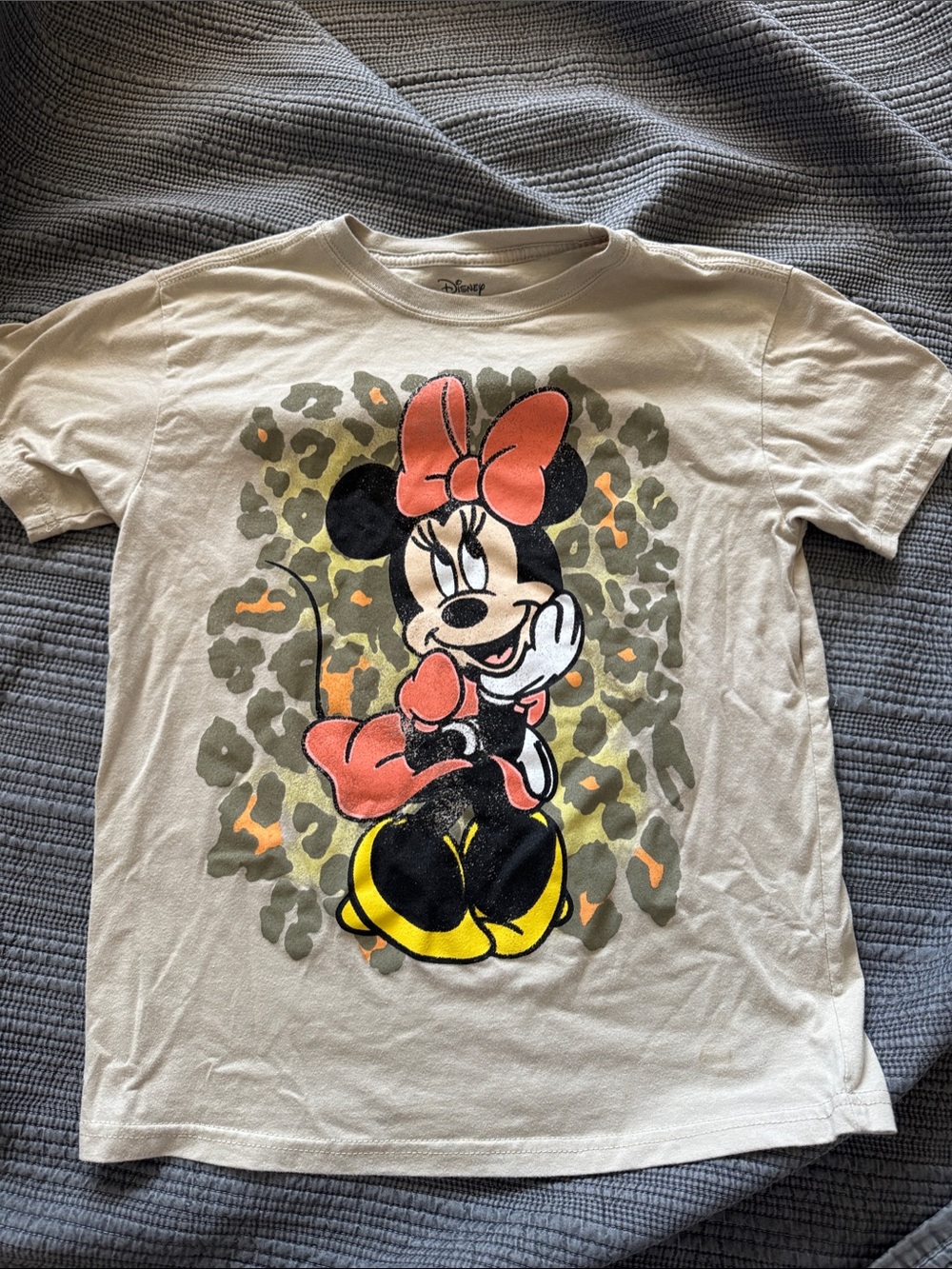 Disney Minnie Mouse Short Sleeve Tee - Cream with Pink, Yellow & Black Graphic